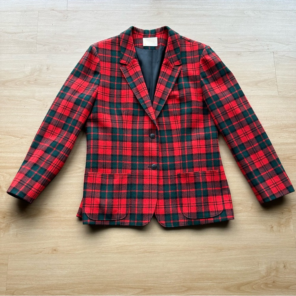 Vintage Pendleton 100% Virgin Wool Tartan Plaid Blazer